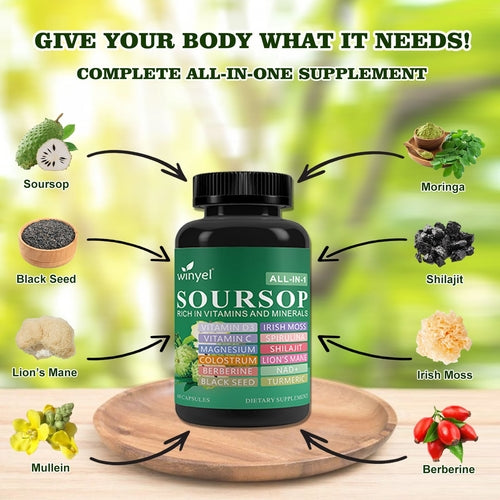 Soursop Supplement Containing 20 Herbal Extracts Including Seaweed,
