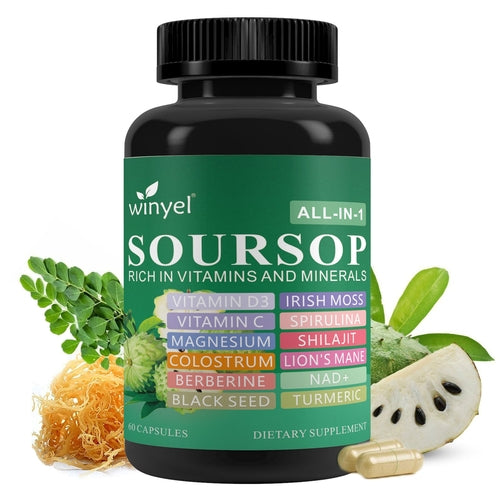 Soursop Supplement Containing 20 Herbal Extracts Including Seaweed,
