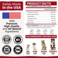 Dog UTI Treatment 170 Treats Cranberry Supplement For Dogs Bladder
