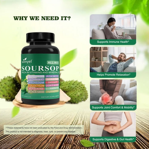 Soursop Supplement Containing 20 Herbal Extracts Including Seaweed,